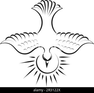 Pentecost Sunday dove logo vector illustration for print or use as poster, card, flyer, tattoo or T Shirt Stock Vector