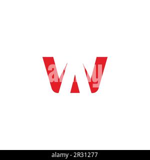 letter aw negative space geometric logo vector Stock Vector