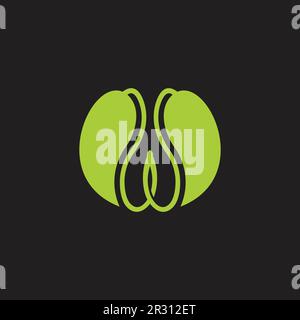 letter w leaf curves simple logo vector Stock Vector