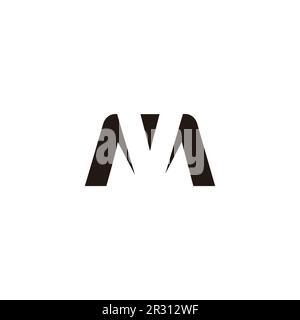 letter mv negative space geometric logo vector Stock Vector