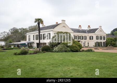 The manor house at Samares Manor botanic gardens in St Clements, Jersey. Stock Photo