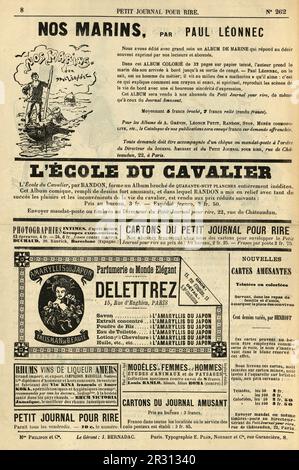 Page of old French newspaper adverts, Victorian 19th Century Stock Photo