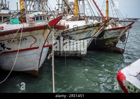 Taipei. 22nd May, 2023. Fishing vessels moored at wharf of Tamsui fishing harbour in New Taipei City, Taiwan on 22/05/2023 by Wiktor Dabkowski Credit: dpa/Alamy Live News Stock Photo