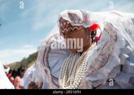 Peruvian girl with typical costume during a traditional celebration Stock Photo