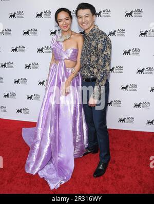 Los Angeles, USA. 21st May, 2023. (L-R) Angel Pai and Chen Tang arrives at the 2023 Asia Society Southern California Annual Gala held at the Skirball Cultural Center in Los Angeles, CA on Sunnday, ?May 21, 2023. (Photo By Sthanlee B. Mirador/Sipa USA) Credit: Sipa USA/Alamy Live News Stock Photo