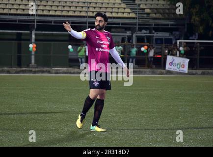 Abhishek Bachchan, Indian actor, film producer, playing football, Bollywood v/s CISF, Mumbai, India, 9 May 2017 Stock Photo