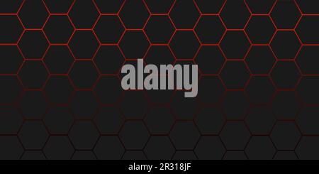 Abstract dark red background technology futuristic digital concept with honeycomb shape, for banner, backdrop, cover. Vector illustration Stock Vector