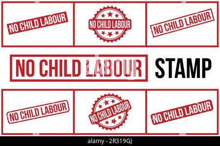 No Child Labour Rubber Stamp Set Vector Stock Vector