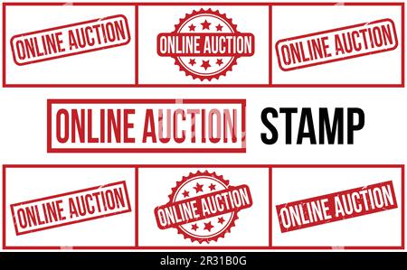 Online Auction Rubber Stamp Set Vector Stock Vector