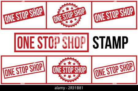 One Stop Shop rubber grunge stamp set vector Stock Vector