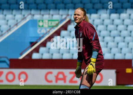 Birmingham, England. 21 May 2023. Goalkeeper Hannah Hampton of Aston Villa during the pre-match warm-up before the Barclays Women's Super League game between Aston Villa and Liverpool at Villa Park in Birmingham, England, UK on 21 May 2023. Credit: Duncan Thomas/Majestic Media/Alamy Live News. Stock Photo