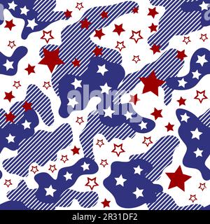 Red and Blue Stars United States seamless pattern designs. Stock Vector