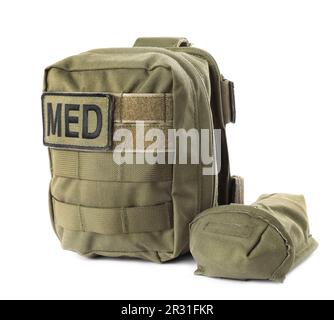 Military first aid kit isolated on white Stock Photo