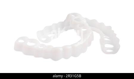 Dental mouth guards on white background. Bite correction Stock Photo