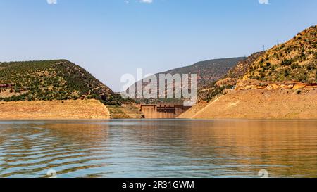 Beautiful scape of Bin El Ouidane dam in the Benimellal region in Morocco Stock Photo