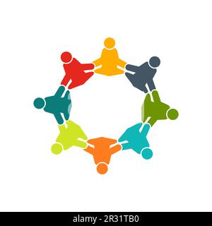 Eight people friends. Group of persons. Vector icon Stock Vector