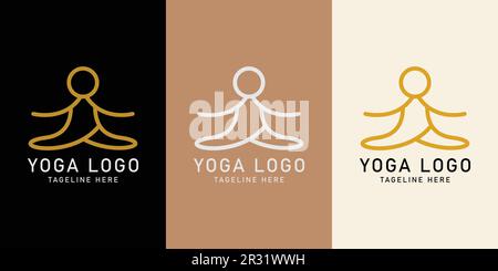 Meditation yoga simple logo design. Meditation symbol. Zen harmony balance sign. simple logo design with logo icon line outline. Simple design editabl Stock Vector