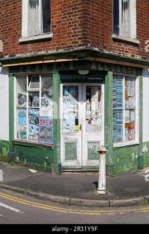 Corner Store England Rundown Double yellow lines on a rundown back street in Bradford, West ...