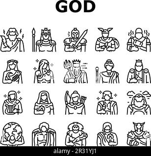 greek god mythology ancient icons set vector Stock Vector