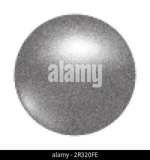 Grainy circle with noise dotted texture. Gradient ball with shadow on white background. Abstract planet sphere with halftone stipple effect. Vector Stock Vector