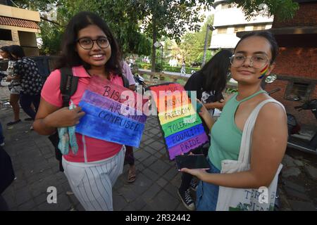 May 21, 2023, Kolkata, India: LGBTQ community take part during a  rally to celebrate Love, Respect, Freedom, Tolerance, Equality and Pride, on May 21, 2023, in Kolkata City, India. (Photo by Biswarup Ganguly/Eyepix Group/Sipa USA). Stock Photo