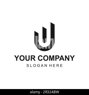 Creative modern letter U building negative space concept logo design vector Stock Vector