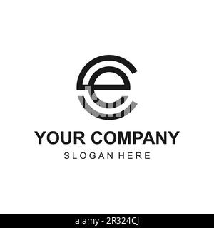 Creative circle linear letter CE or EC logo design vector Stock Vector