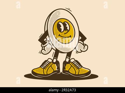 Mascot character design of a half egg in an upright standing position Stock Vector