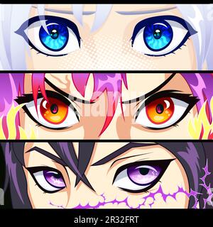 Premium Vector  Cute anime girls eyes. manga face expressions