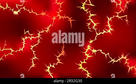 Red glowing background with hot lava cracks.  Vector image in manga and anime style. Stock Vector