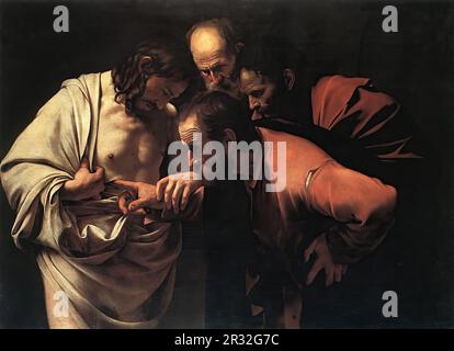 CARAVAGGIO (b. 1573, Caravaggio, d. 1610, Porto Ercole)  The Incredulity of Saint Thomas 1601-02 Oil on canvas, 107 x 146 cm Sanssouci, Potsdam Stock Photo