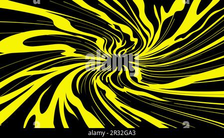 Yellow-black background with swirl of spiral energy. Spiral tunnel. Vector image in manga and anime style. Stock Vector