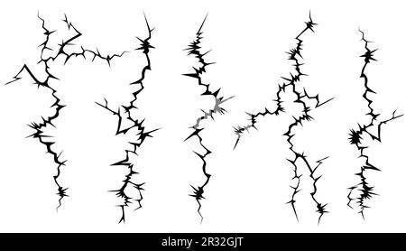 Cracks in the surface. Earthquake destruction structure, wall crack or shattered cracked glass. Vector image in manga and anime style. Stock Vector