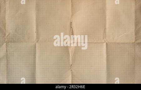 panoramic paper background - unfolded spread of old squared paper from a mid-twentieth century notebook Stock Photo