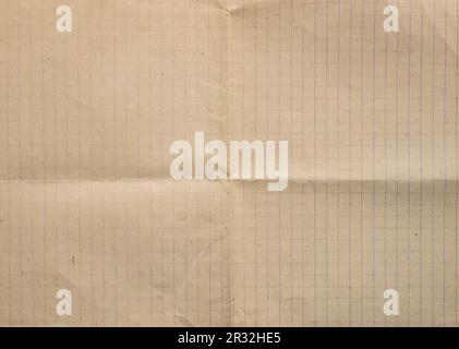 paper background - unfolded sheet of old squared paper from a mid-twentieth century notebook Stock Photo