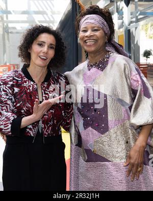 Belgian Foreign minister Hadja Lahbib and Senegalese Foreign Minister Aissata Tall Sall pictured after the opening session on the first day of an economic mission to the republic of Senegal, in Dakar, Senegal, on Monday 22 May 2023. BELGA PHOTO BENOIT DOPPAGNE Stock Photo