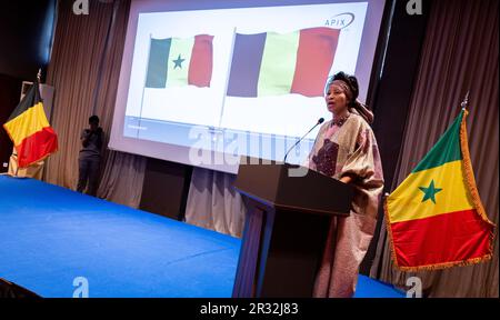 Senegalese Foreign Minister Aissata Tall Sall delivers a speech at the opening session on the first day of an economic mission to the republic of Senegal, in Dakar, Senegal, on Monday 22 May 2023. BELGA PHOTO BENOIT DOPPAGNE Stock Photo