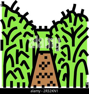 corn maze autumn season color icon vector illustration Stock Vector