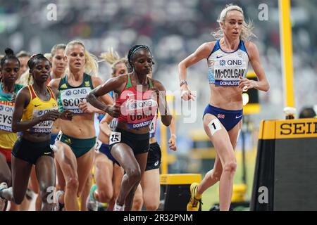 Eilish McColgan running the 5000m at the 2019 World Athletics Championships in Doha. Stock Photo