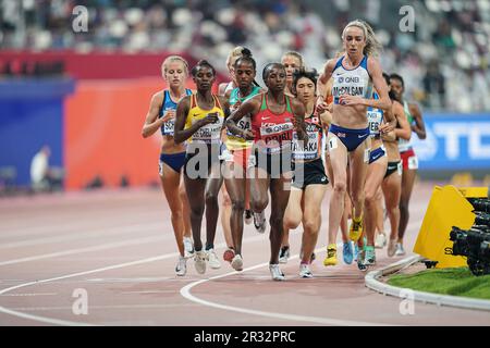 Eilish McColgan running the 5000m at the 2019 World Athletics Championships in Doha. Stock Photo