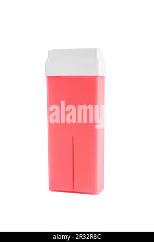 cartridge with pink wax for depilation on white background Stock Photo