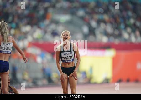 Camille Buscomb running the 5000m at the 2019 World Athletics Championships in Doha. Stock Photo