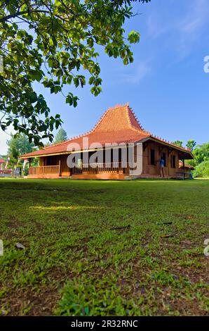 Javanese traditional houses, Indonesian traditional houses are often called joglo houses, wooden architecture Stock Photo