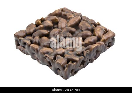 Puffed rice with chocolate coating isolated on white background Stock Photo