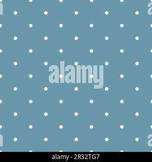 Dot seamless pattern. Repeating white small dots on blue background. Geometry repeated polka for design prints. Subtle vintage backdrop. Repeat retro Stock Vector