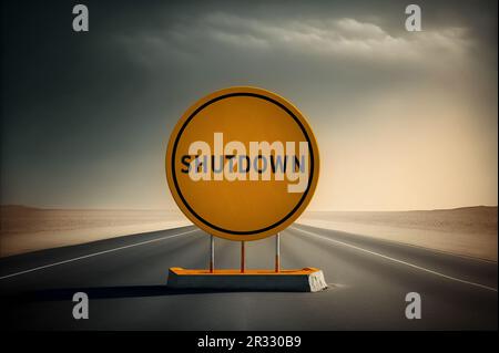 Government shutdown - road sign concept Stock Photo