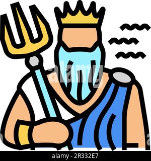 poseidon greek god mythology color icon vector illustration Stock Vector