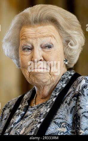 LEAD - Princess Beatrix during the presentation of the Jantje Beton Prize in the Leiden town hall. The prize is awarded to the most play-friendly municipality in the Netherlands. ANP KOEN VAN WEEL netherlands out - belgium out Stock Photo