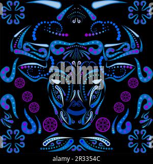 mexican talavera bull design puebla art illustration in vector format Stock Vector