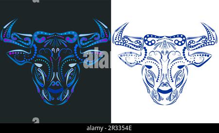 mexican talavera pattern bull design puebla art illustration in vector format Stock Vector